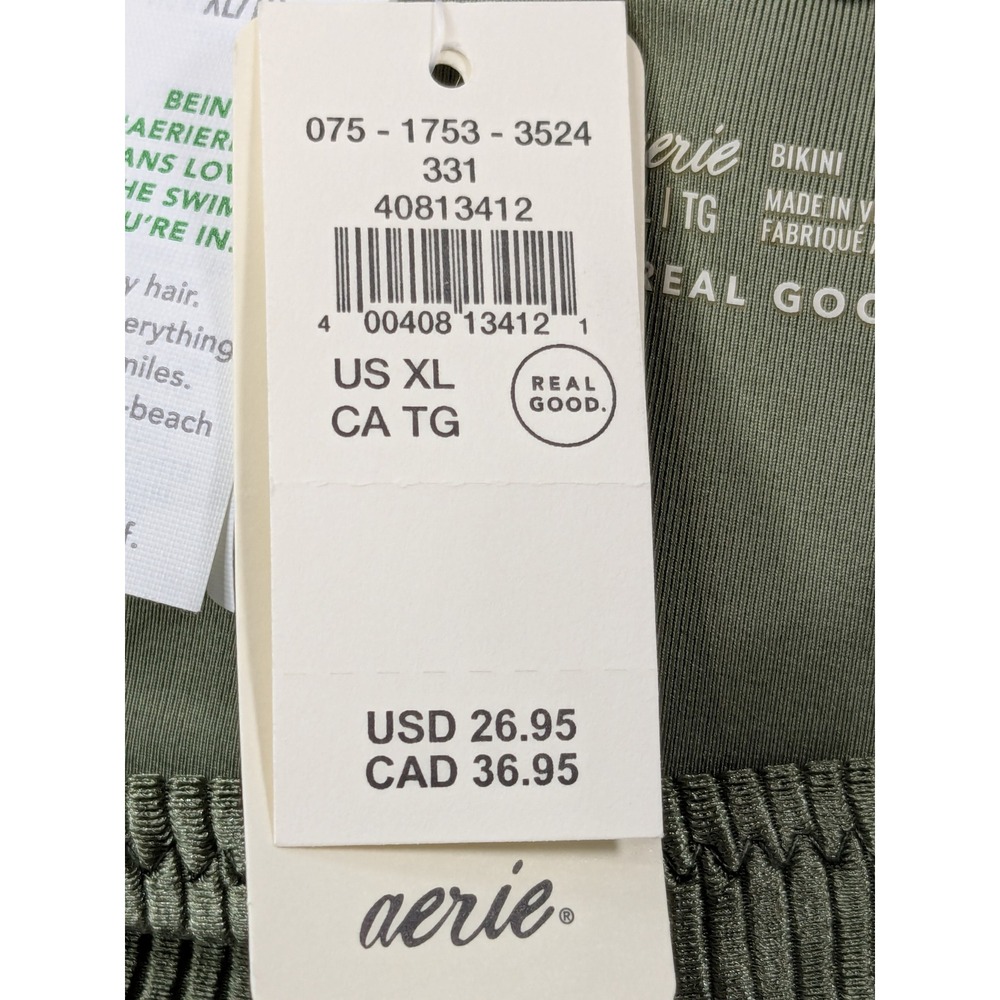 Aerie Real Good Ribbed Halter Bikini Set Olive Green XL 075-1753-3524 - Picture 11 of 15